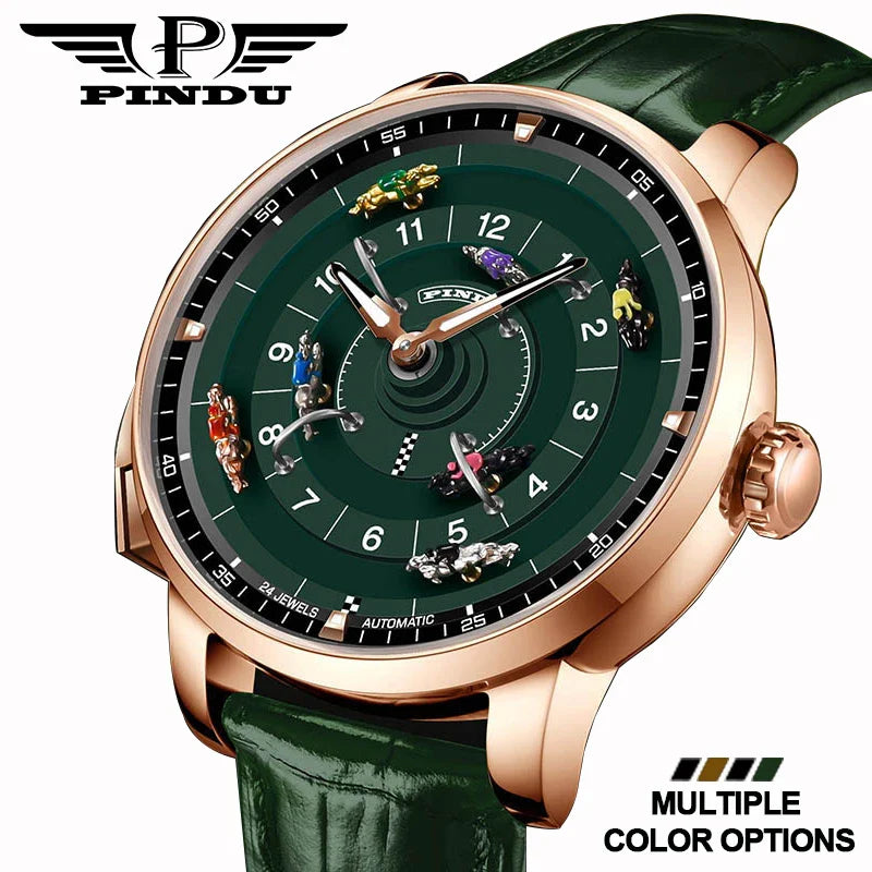 MERIDIAN Skeleton Diver 47mm mechanical watch with exposed movement visible through sapphire crystal and luminous Arabic numerals
