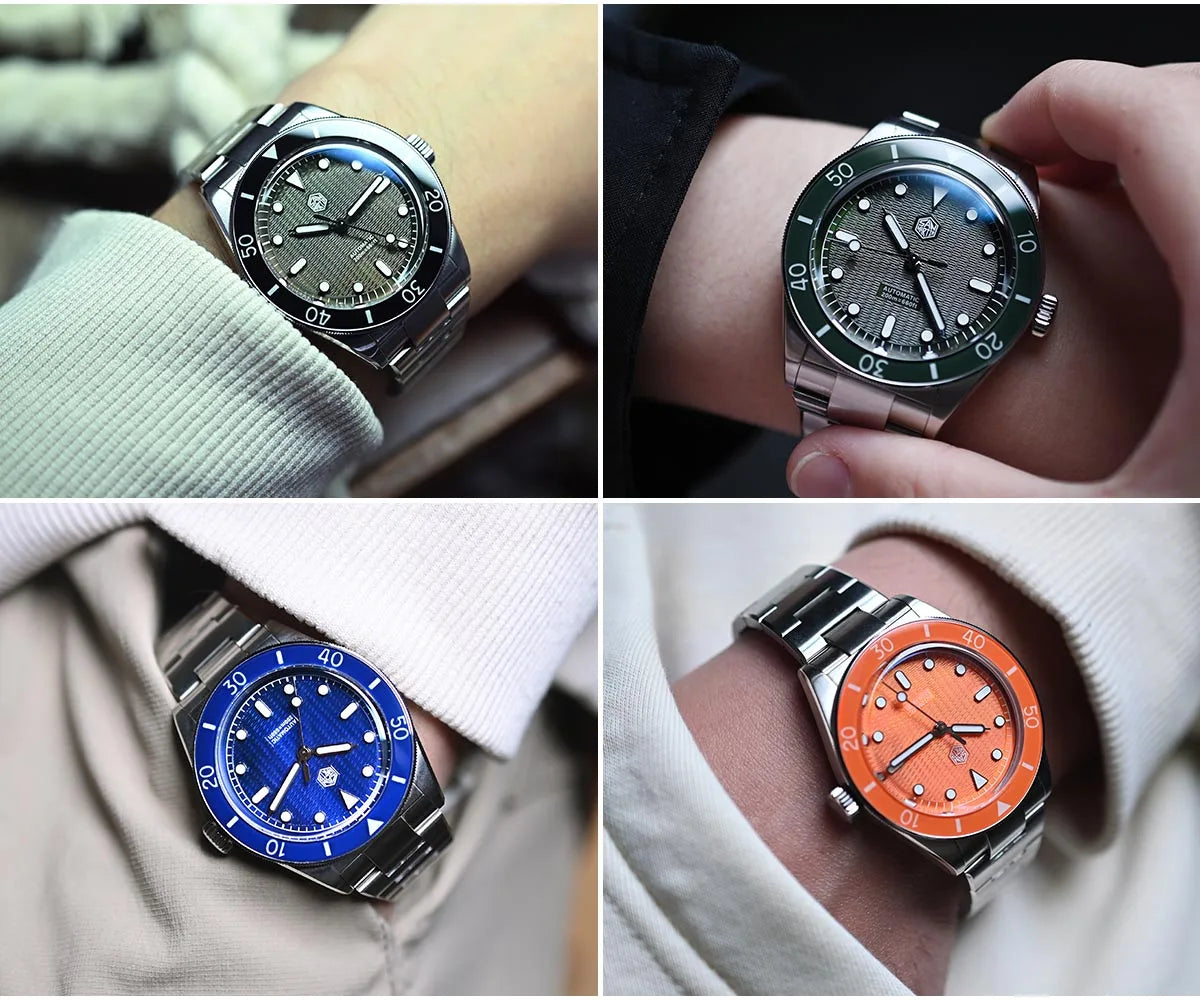 Green guilloche pearl dial SN0151-GL reveals the unique pattern and applied indices under sapphire crystal