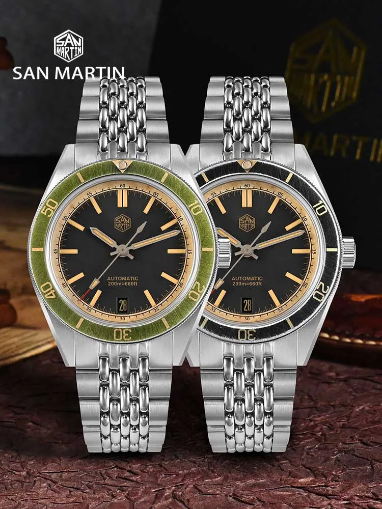 Grape purple dial variant of the San Martin Porcelain Fruit showing applied hexagon logo and date window at 6 o'clock position