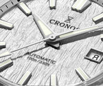 Wrist shot of the Cronos Arctic Ice L6037 luxury mechanical timepiece with band length 20 and rubber strap option