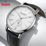 Sea-Gull 1955 Chronometer model 819.12.6075 stainless steel case with leather band and sapphire crystal dial