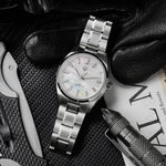 Watchdives WD0003C dial under low light reveals super-luminova treatment applied with Swiss precision to indices and handset