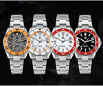 Top down San Martin enamel diver watch 39mm case thickness 13.8mm with NH35 automatic movement visible through display