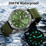 Full wrist view of BERNY AM134M 41mm diver with double-locking fold-over clasp and 20ATM rating