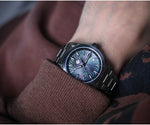 Solid 316L stainless steel H-link bracelet with polished chamfered edges and San Martin fly adjustable clasp detail