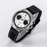 Sugess Panda Pilot 1963 leather strap detail with buckle clasp and 13mm case thickness, authentic mechanical watchmaking from mainland origin