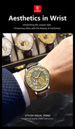 Close-up of the HOROLOGIUM Tourbillon 42mm dial showing skeleton design with glowing hands and mechanical complexity