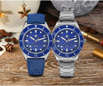 Applied hexagonal logo and indices on the guilloche MOP dial with luminous BGW-X1 blue light hands