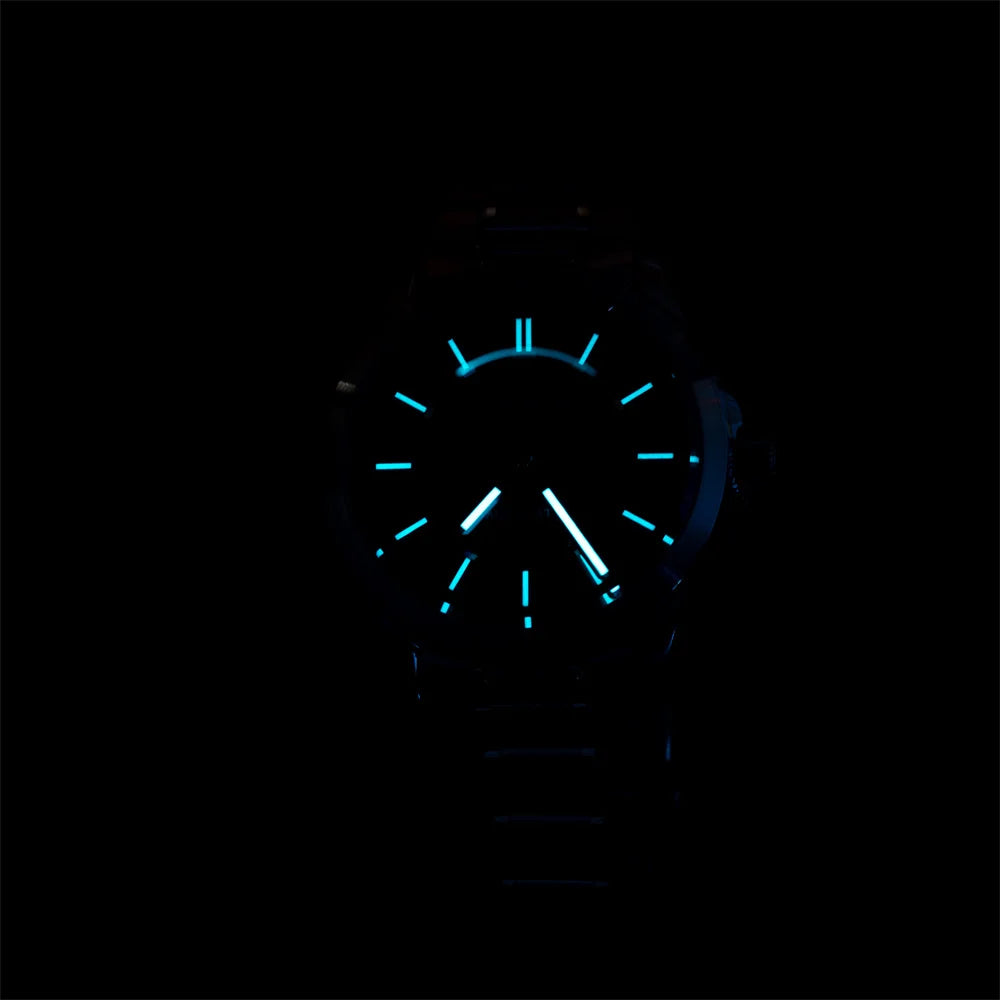 Proxima PX1746 mechanical diver watch 39mm case profile emphasizing 10.75mm thickness and screw-down crown with brand logo detail