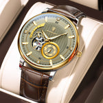 HOROLOGIUM Skeleton Tourbillon 42mm mechanical watch with exposed Roman numeral dial and visible automatic movement through sapphire crystal